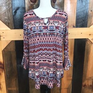 Dress Barn keyhole neck tribal print tunic size M